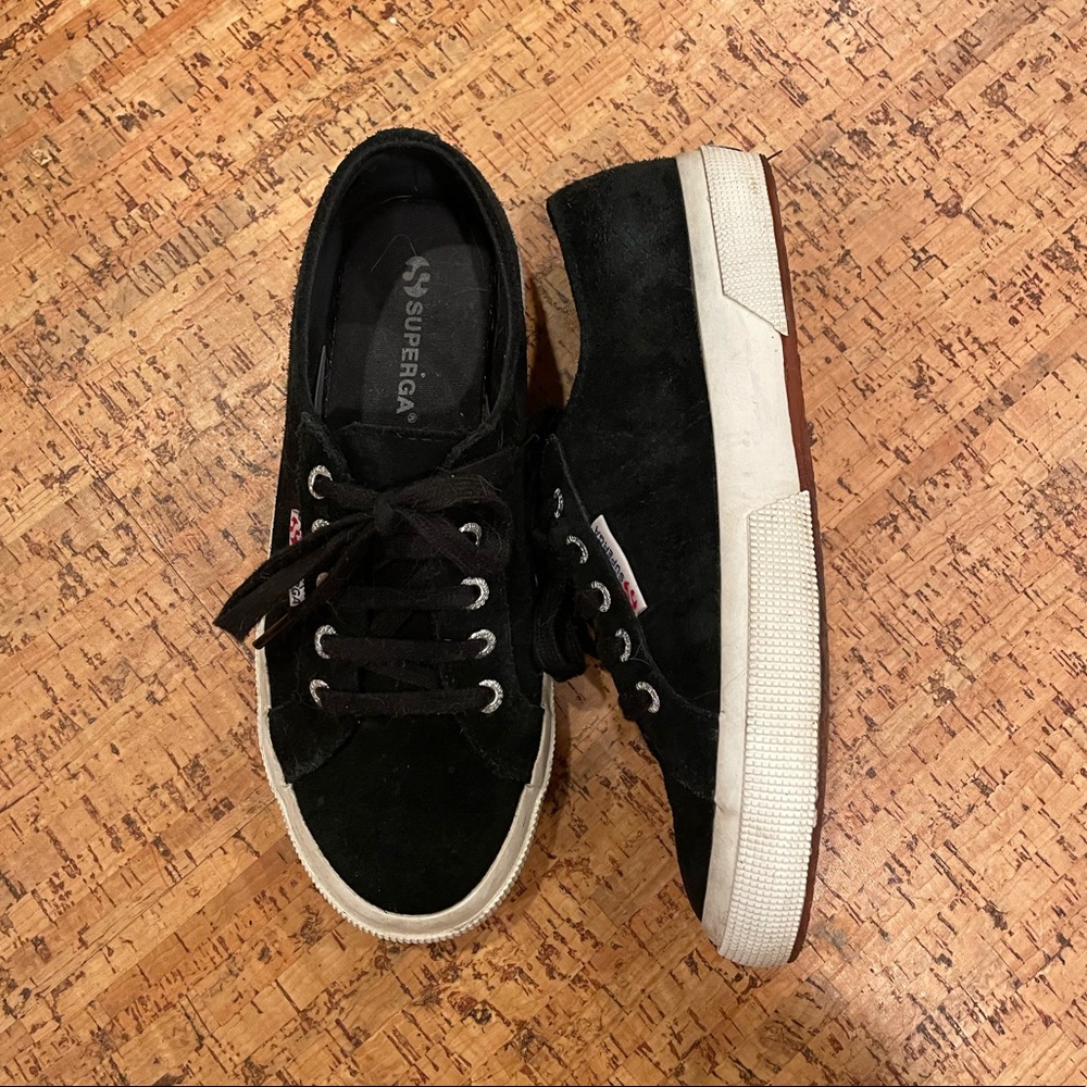 Superga Women’s Cotu black suede classic sneakers
